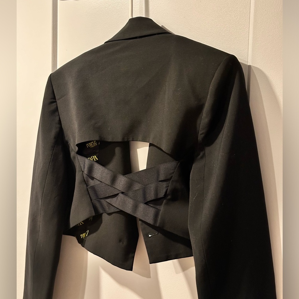 Zara x Purple Magazine Black Cropped Blazer